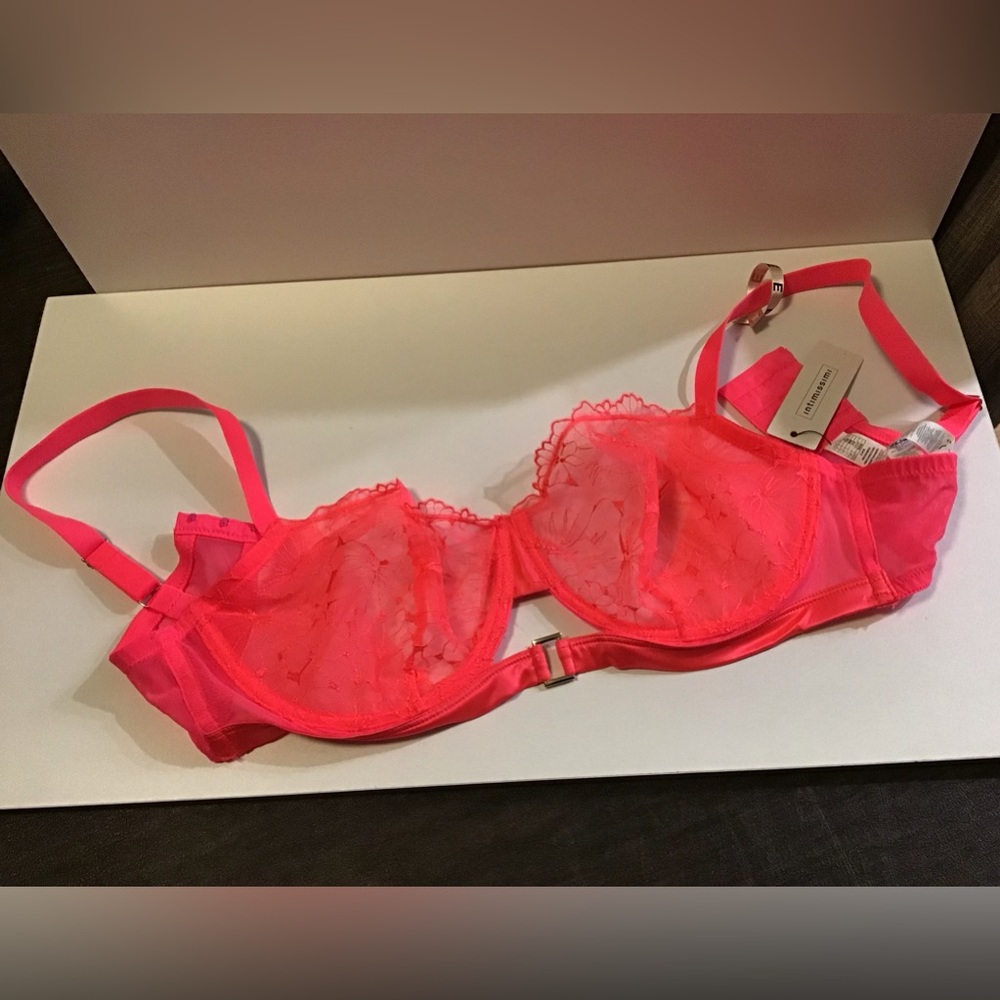 NWT INTIMISSIMI “Daniela” Lollypop Pink Sheer Lace Bra 34DD - NWT